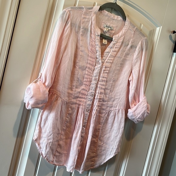 I love linen light pink linen button down Malvin Germany size S/US 6 cottagecore - Picture 14 of 17